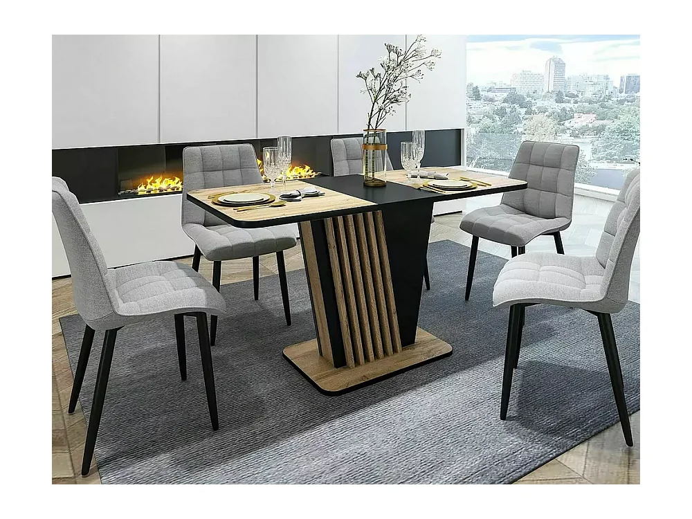 Table à manger Nevio (85x125-170)/Extensible/Barun&Noir