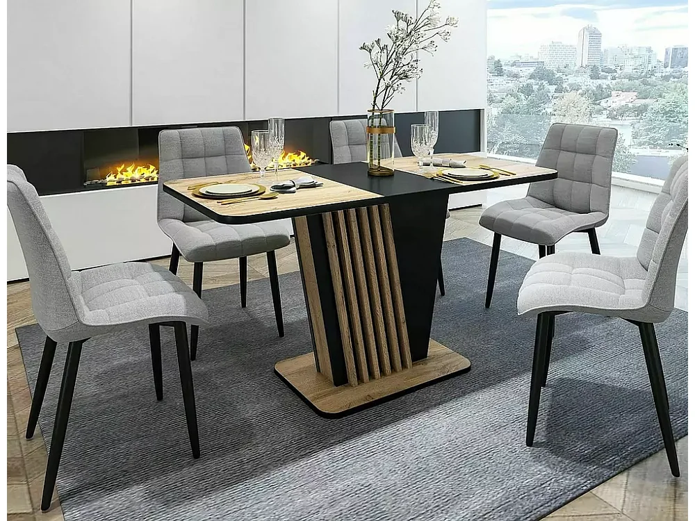 Table à manger Nevio (85x125-170)/Extensible/Barun&Noir