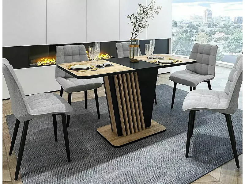 Table à manger Nevio (85x125-170)/Extensible/Barun&Noir