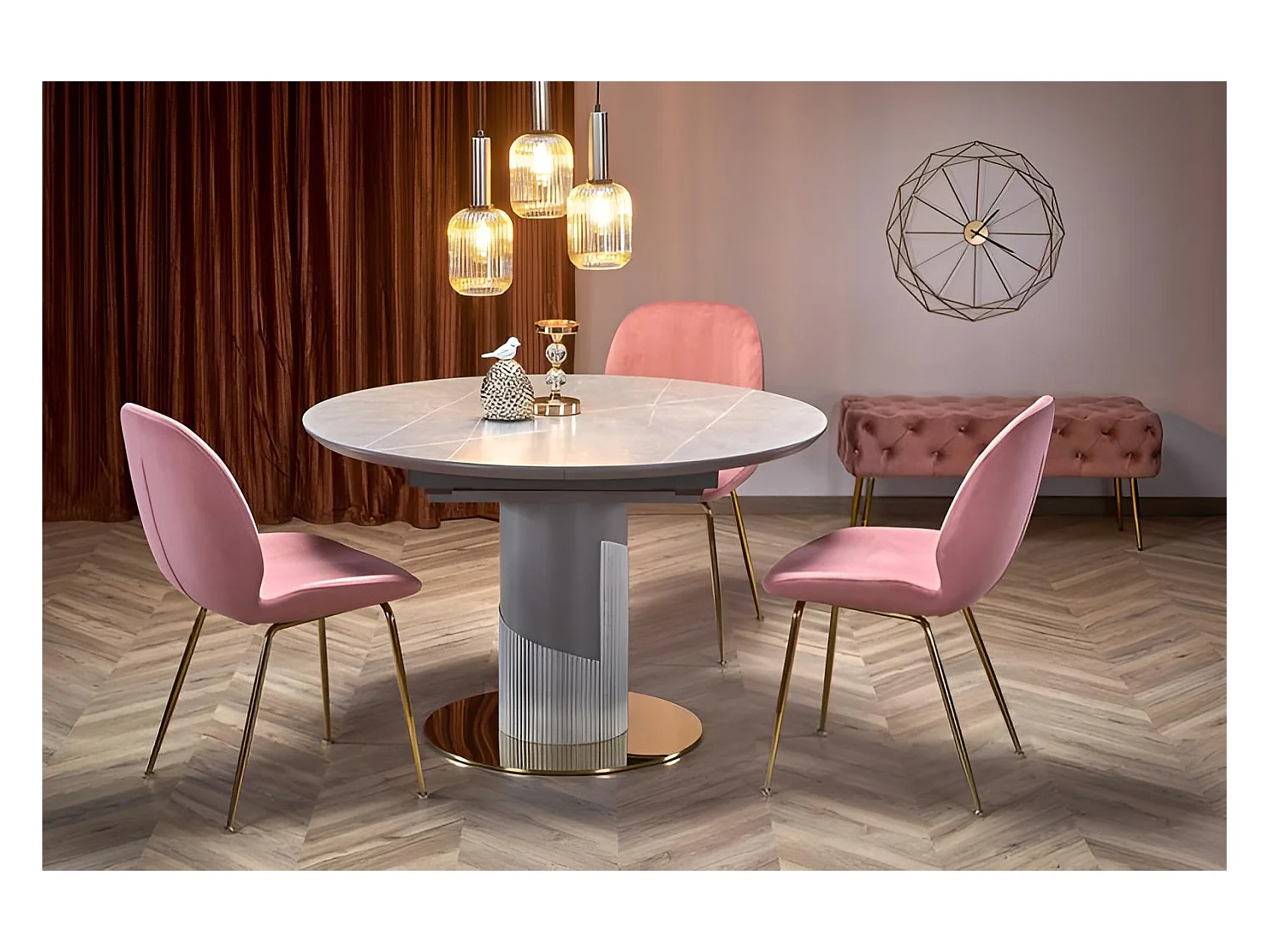 Esstisch Muscat (120x120-160)/Keramik/Erweiterbar/Grau