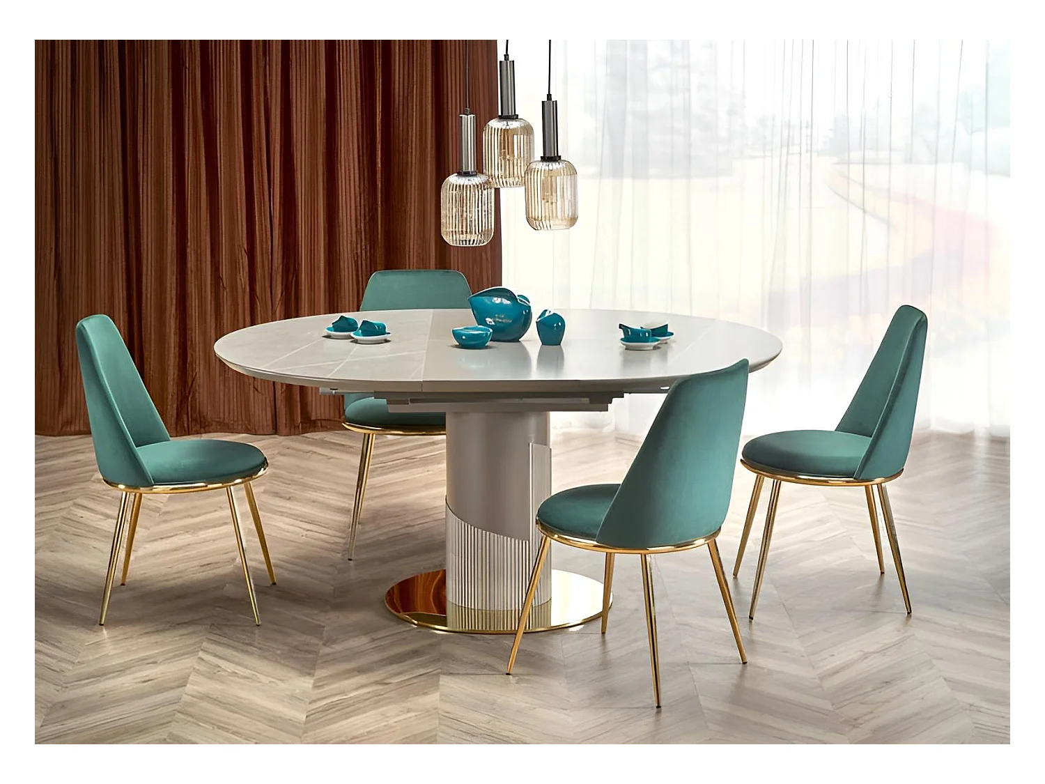 Esstisch Muscat (120x120-160)/Keramik/Erweiterbar/Grau