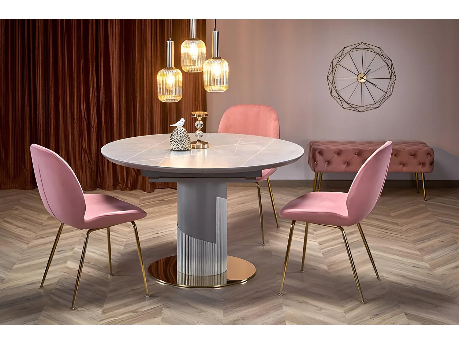 Esstisch Muscat (120x120-160)/Keramik/Erweiterbar/Grau