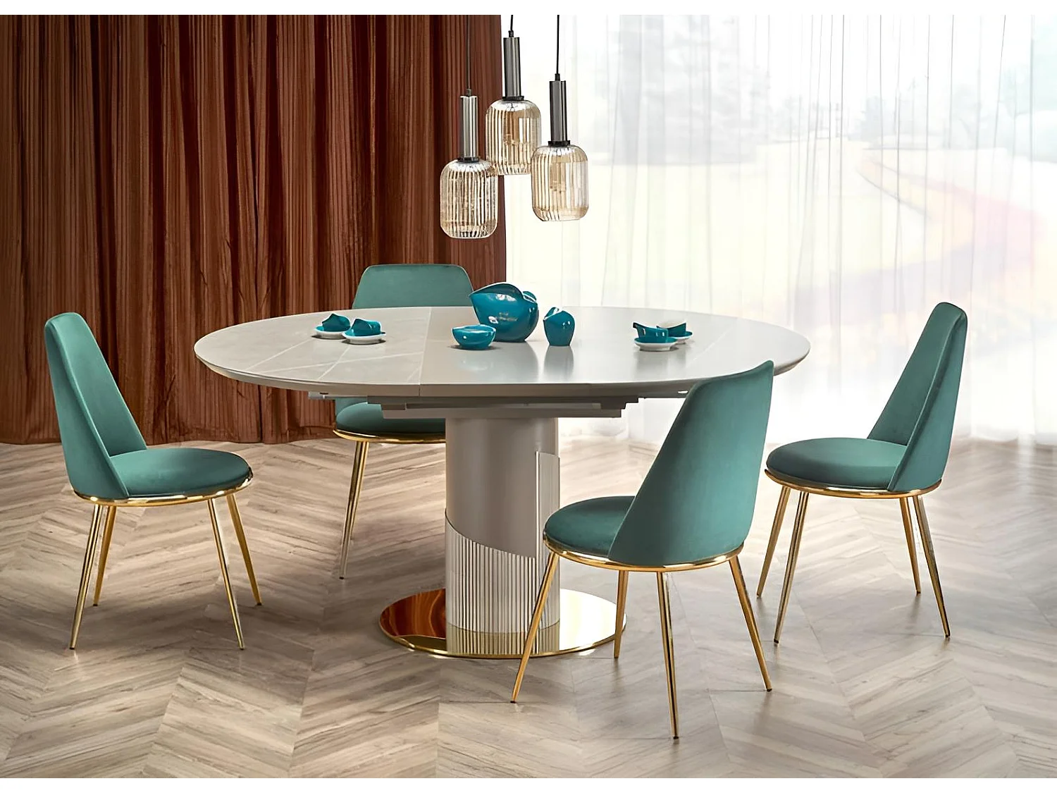 Esstisch Muscat (120x120-160)/Keramik/Erweiterbar/Grau