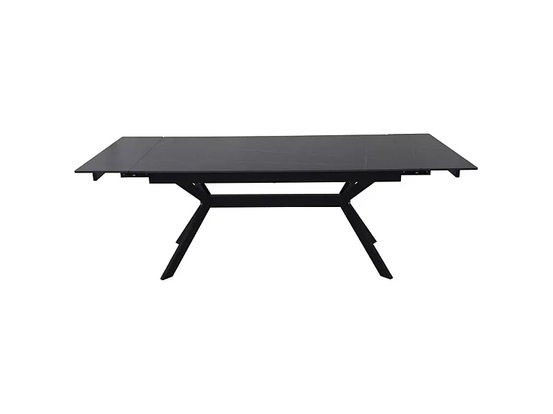 Table de salle à manger extensible 180 + 60cm en céramique noir mat MARTA