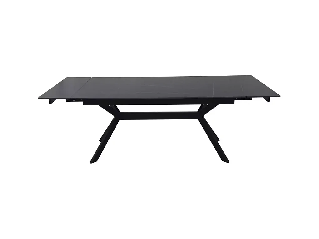 Table de salle à manger extensible 180 + 60cm en céramique noir mat MARTA