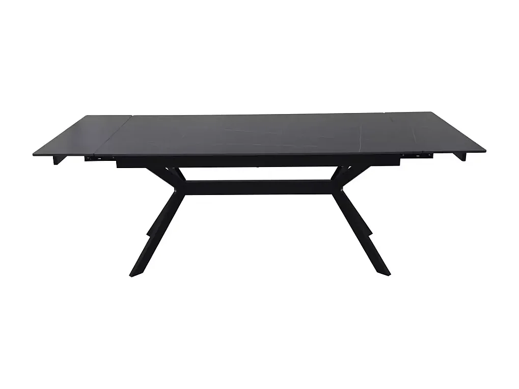 Table de salle à manger extensible 180 + 60cm en céramique noir mat MARTA