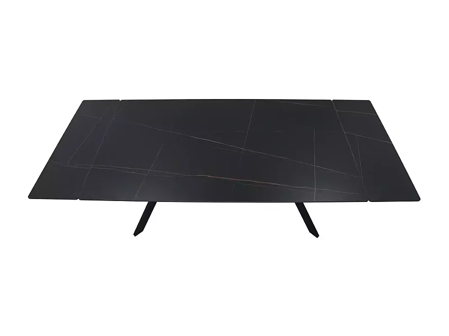 Table de salle à manger extensible 180 + 60cm en céramique noir mat MARTA