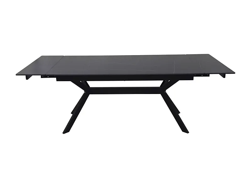 Table de salle à manger extensible 180 + 60cm en céramique noir mat MARTA