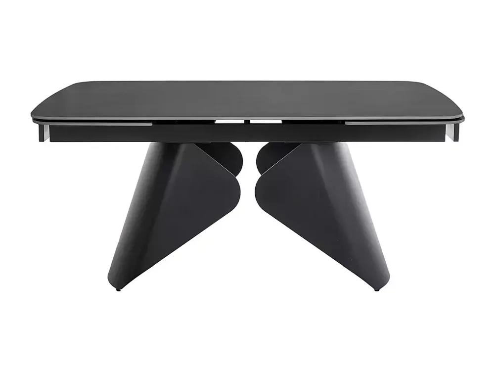 Table de salle à manger extensible 160 + 80cm avec plateau en céramique noir mat ARMADA