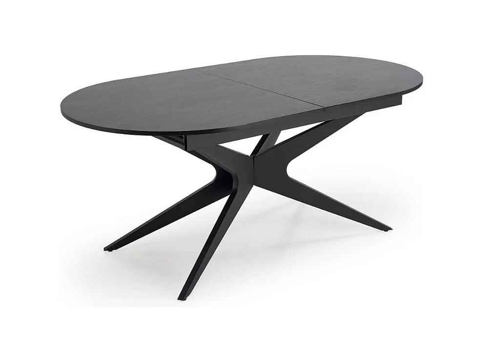 Table ovale noire extensible 180 - 240 cm avec pied central LUDMILA