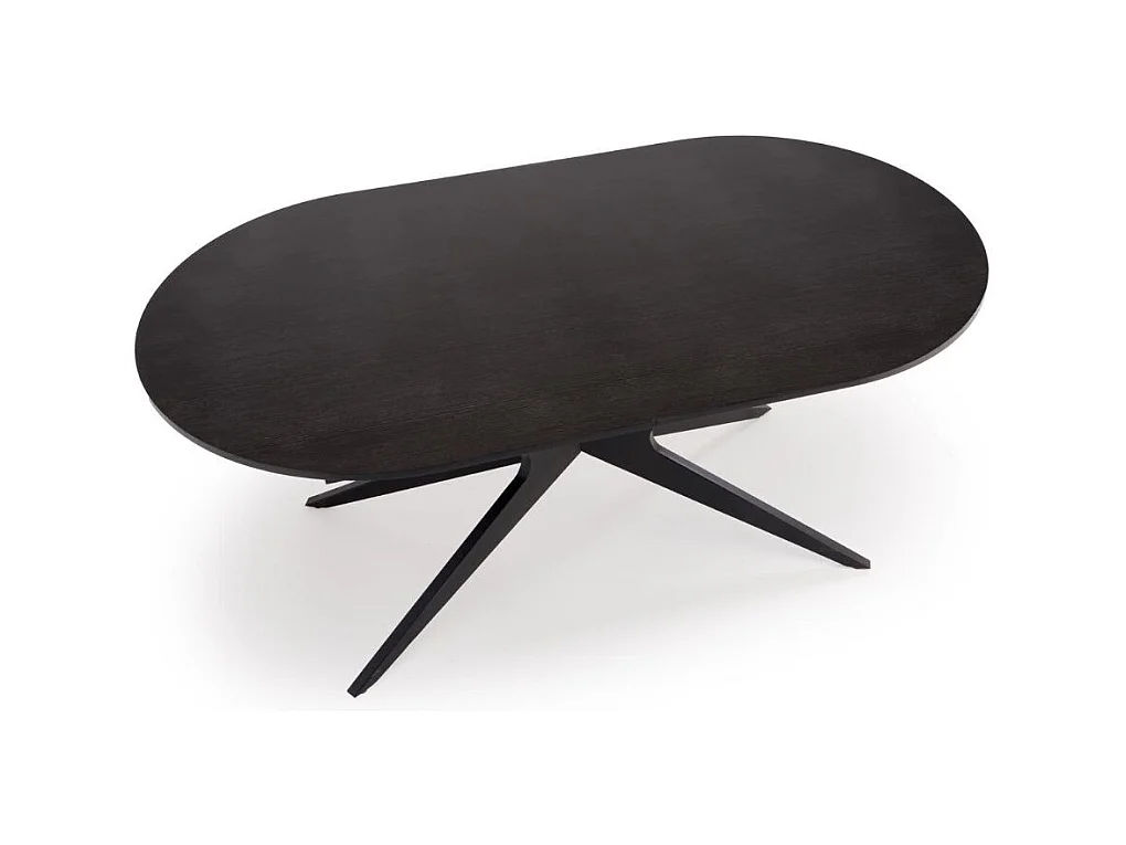 Table ovale noire extensible 180 - 240 cm avec pied central LUDMILA