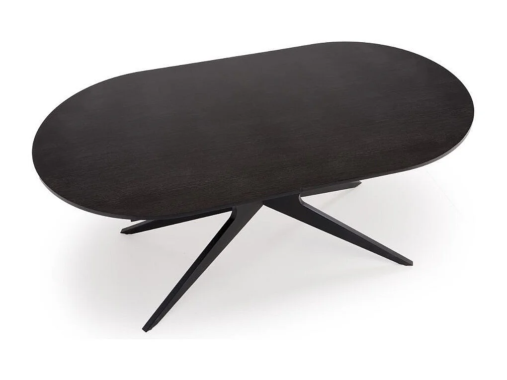 Table ovale noire extensible 180 - 240 cm avec pied central LUDMILA