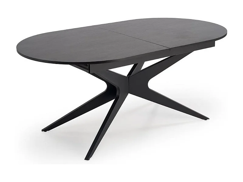Table ovale noire extensible 180 - 240 cm avec pied central LUDMILA