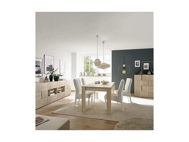 Table extensible moderne « Firenze » en chêne cm 137/185 x 90 79h