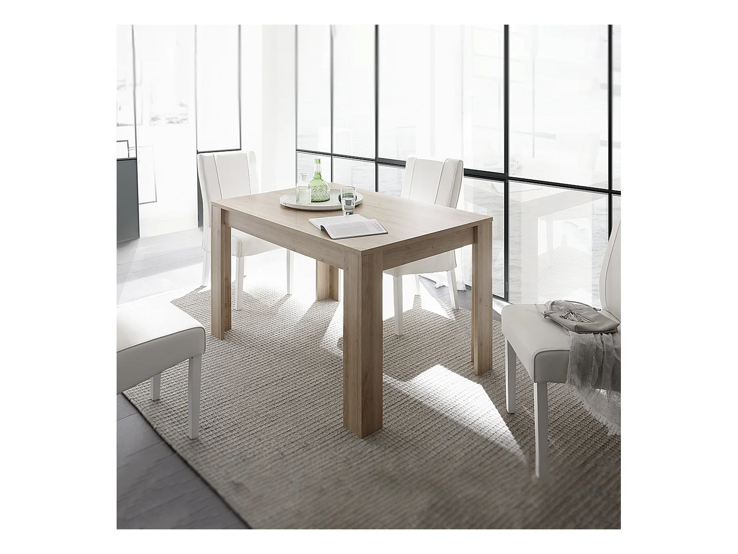 Mesa extensible moderna "Firenze" en madera de roble cm 137/185 x 90 79h