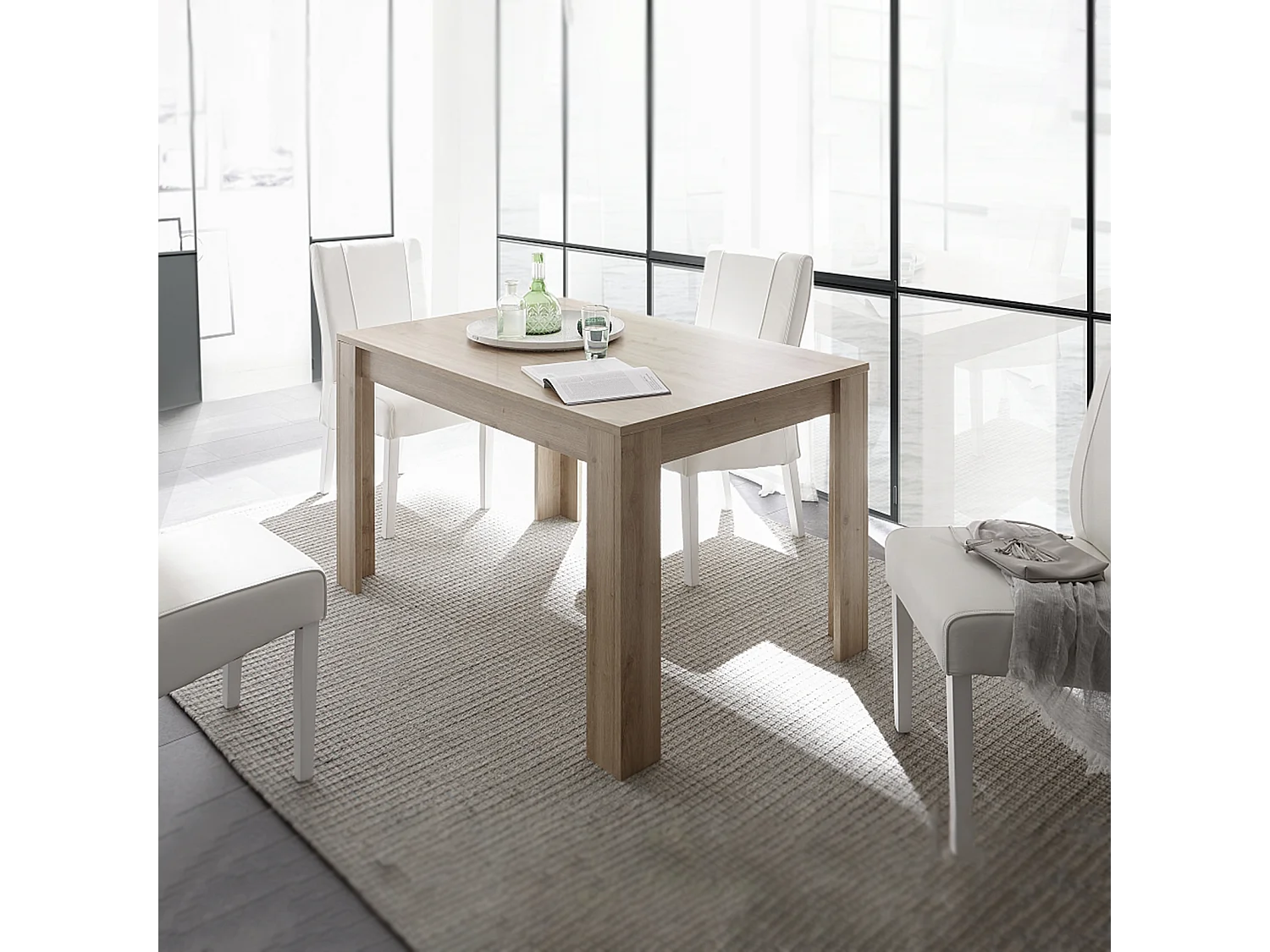 Moderne uitschuifbare tafel "Firenze" in eikenhout cm 137/185 x90 79h