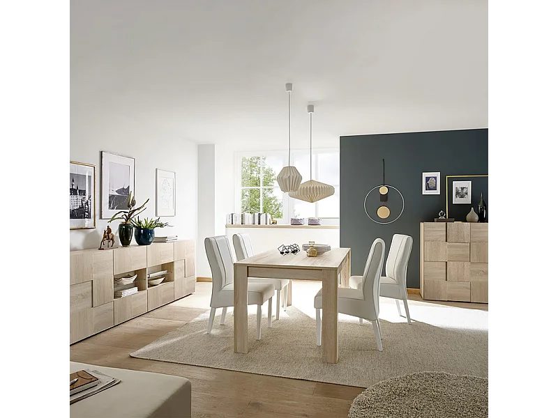 Moderne uitschuifbare tafel "Firenze" in eikenhout cm 137/185 x90 79h