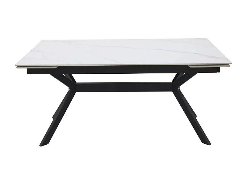 Table de salle à manger extensible 160 + 60cm en céramique blanc mat MARTA