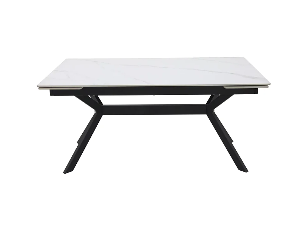 Table de salle à manger extensible 160 + 60cm en céramique blanc mat MARTA