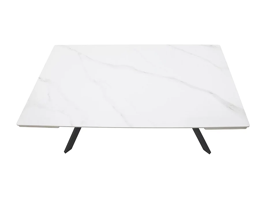 Table de salle à manger extensible 160 + 60cm en céramique blanc mat MARTA