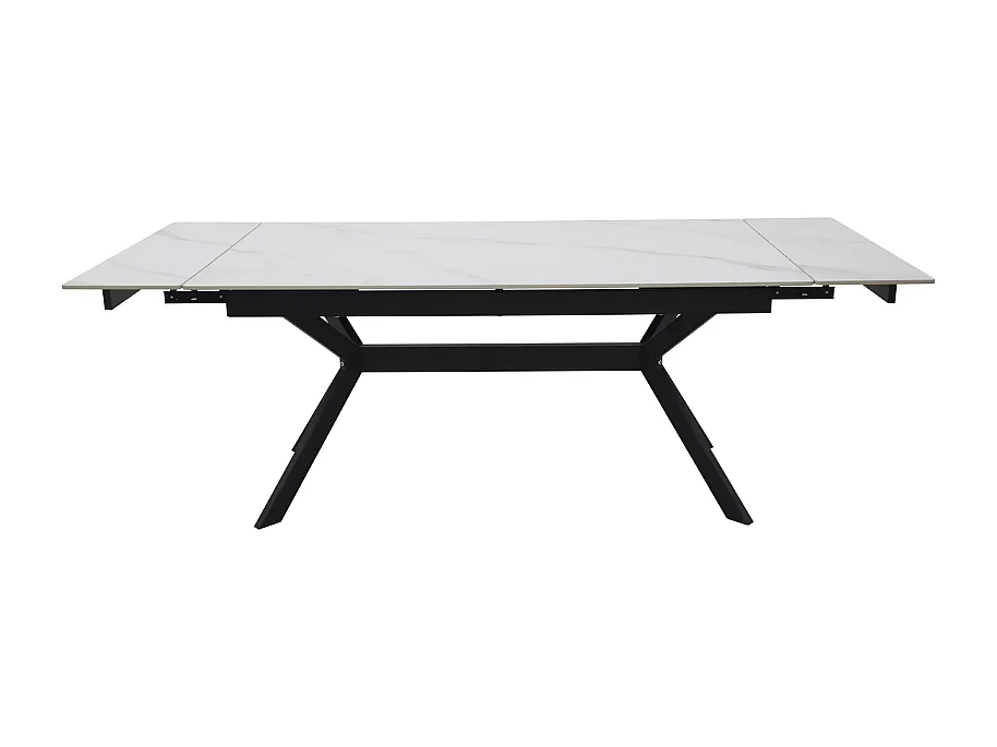 Table de salle à manger extensible 160 + 60cm en céramique blanc mat MARTA