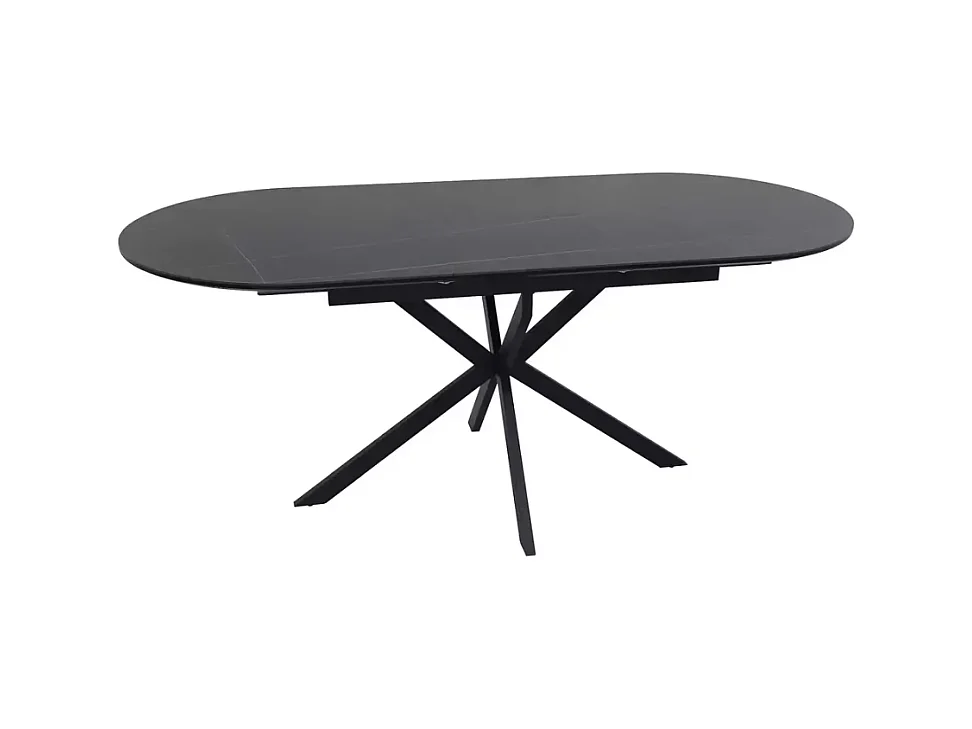 Table extensible 140-180 cm 8 personnes ovale noire céramique MILANOZ