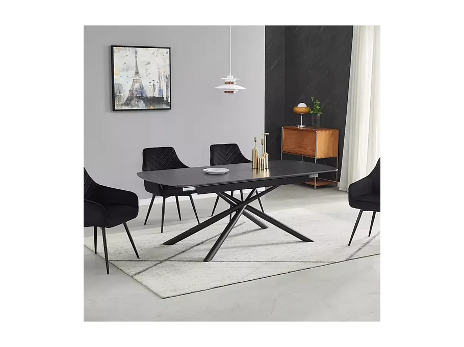 Table extensible 140-180 cm 8 personnes ovale noire céramique MILANOZ