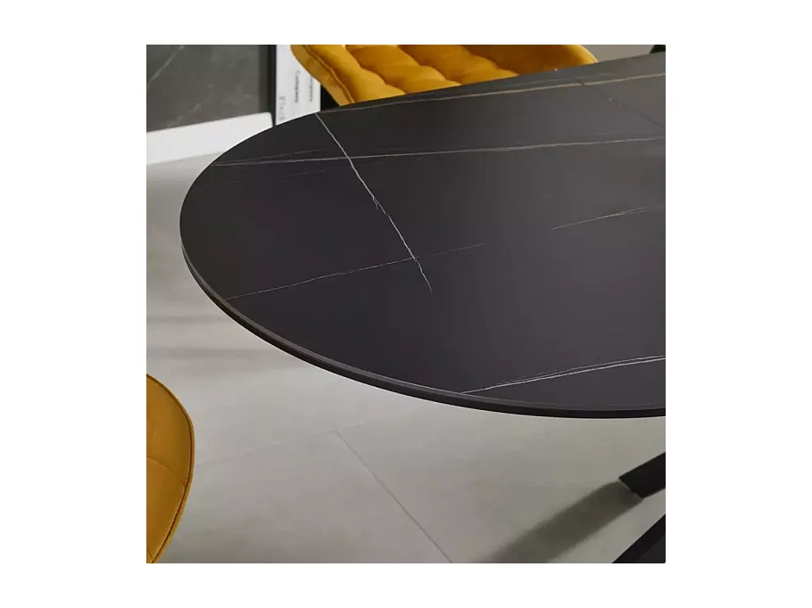 Table extensible 140-180 cm 8 personnes ovale noire céramique MILANOZ