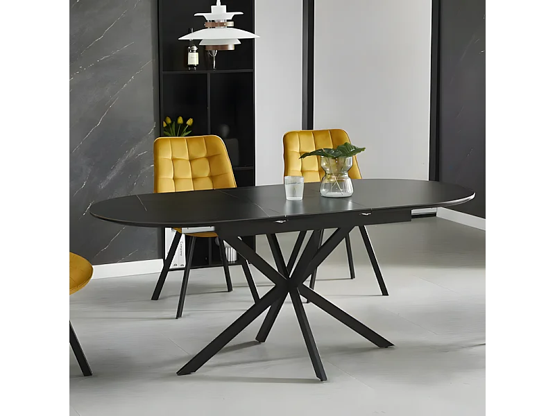 Table extensible 140-180 cm 8 personnes ovale noire céramique MILANOZ
