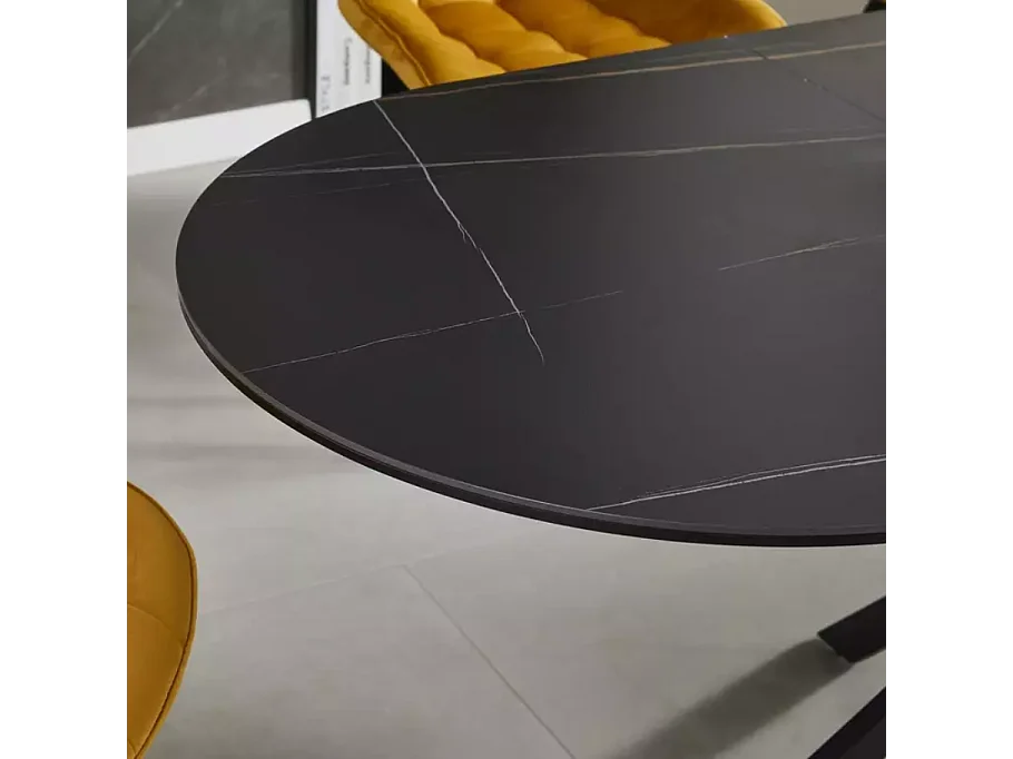 Table extensible 140-180 cm 8 personnes ovale noire céramique MILANOZ