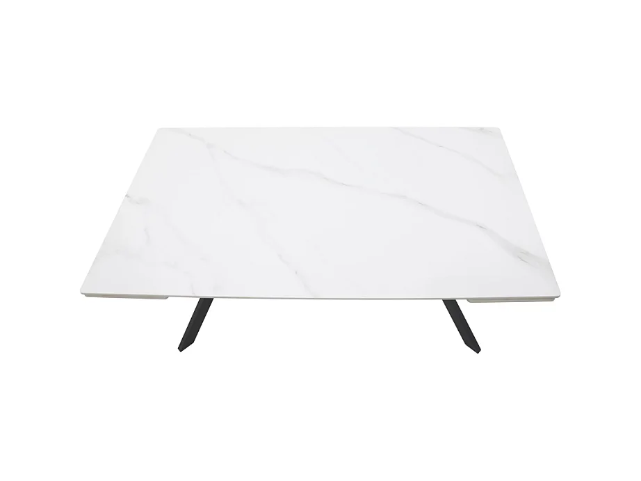 Table de salle à manger extensible 180 + 60cm en céramique blanc mat MARTA