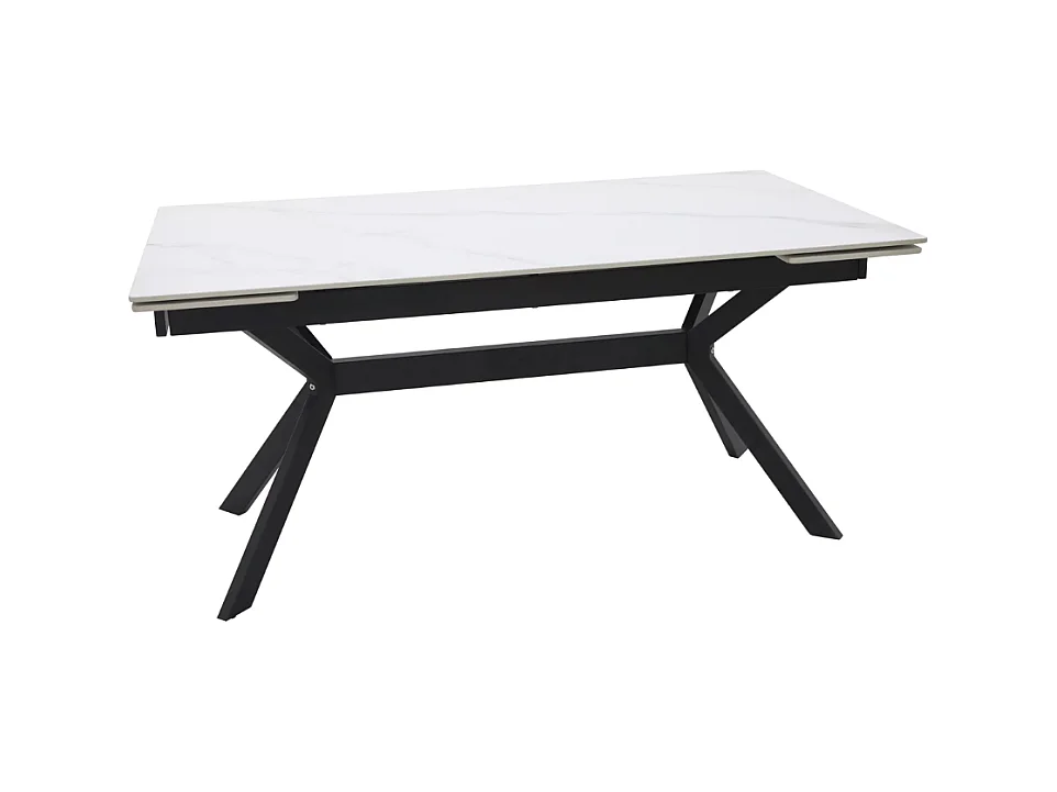 Table de salle à manger extensible 180 + 60cm en céramique blanc mat MARTA
