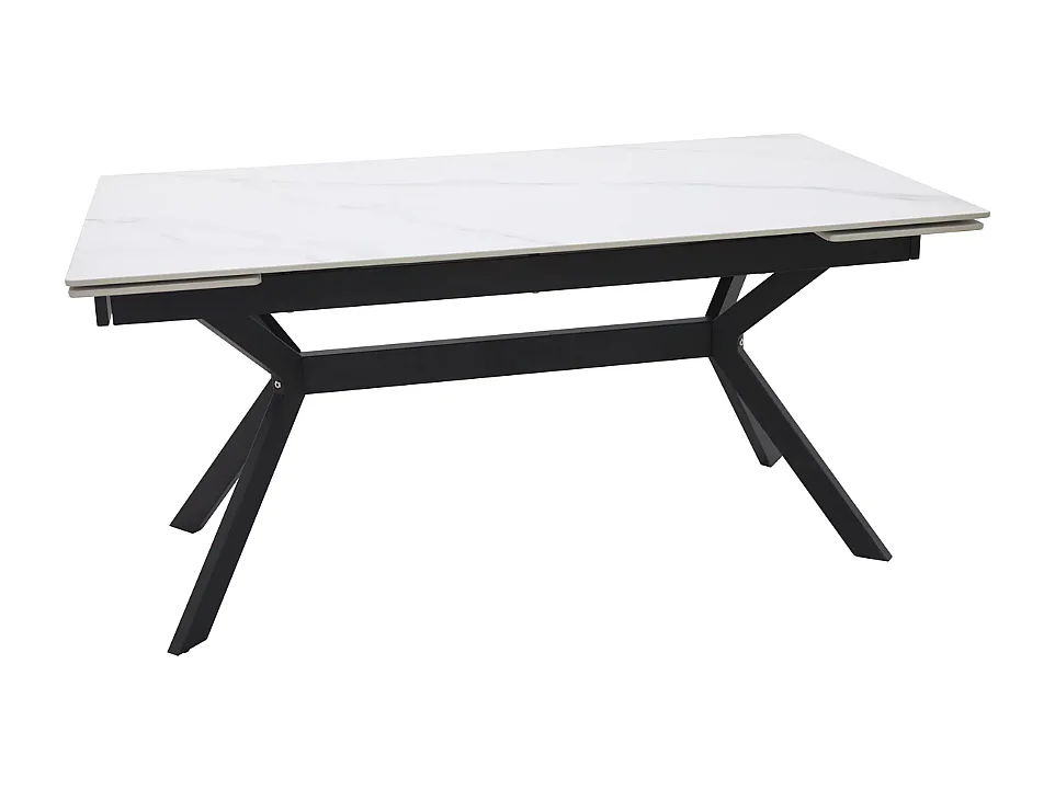 Table de salle à manger extensible 180 + 60cm en céramique blanc mat MARTA