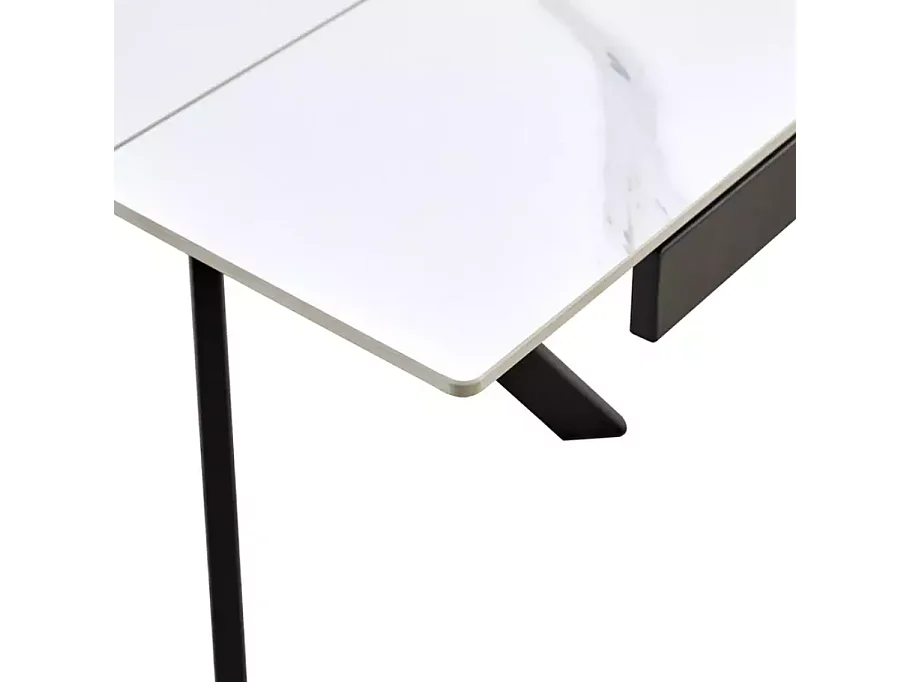 Table de salle à manger extensible 180 + 60cm en céramique blanc mat MARTA