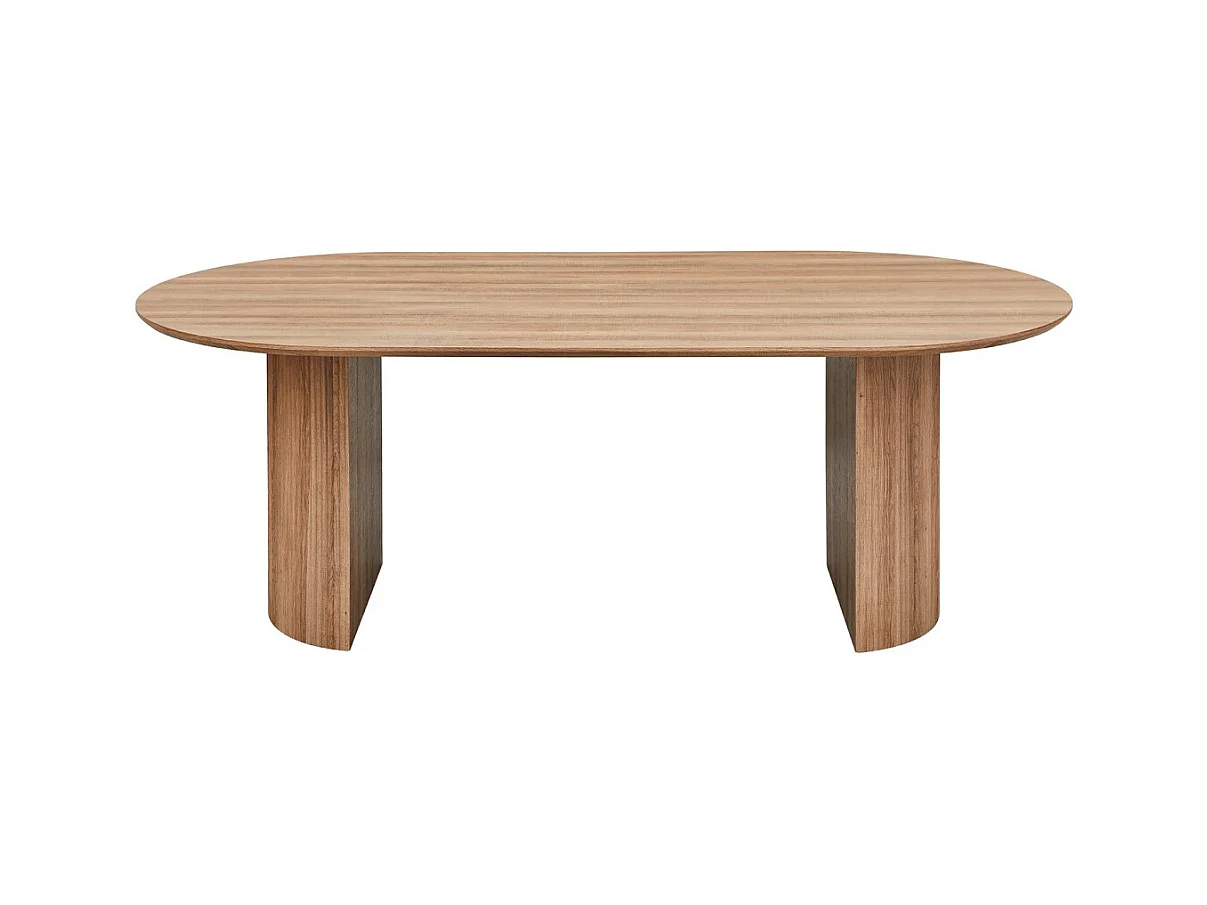 Table à manger ovale VAGOS – 220 x 110 cm – Coloris chêne vieilli – Design généreux et contemporain