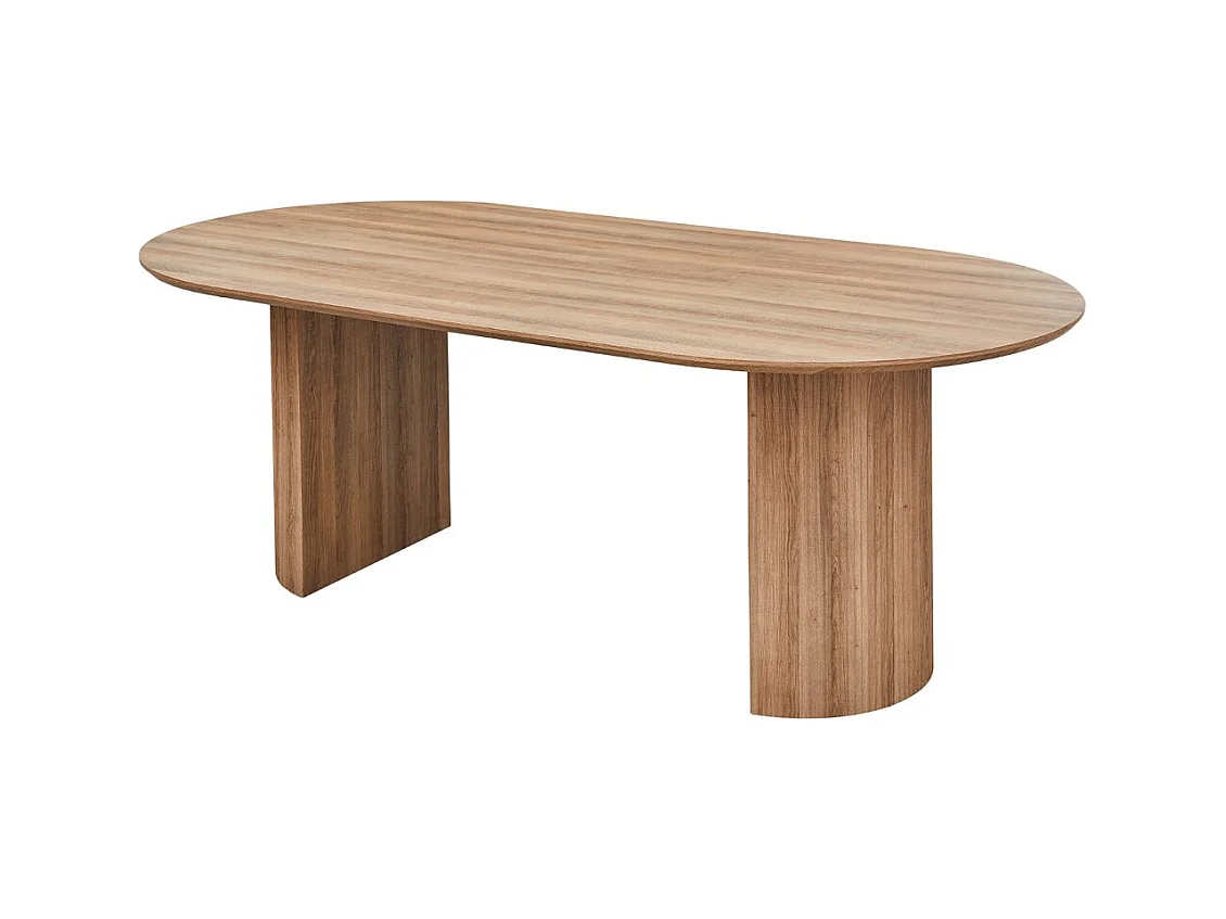 Table à manger ovale VAGOS – 220 x 110 cm – Coloris chêne vieilli – Design généreux et contemporain