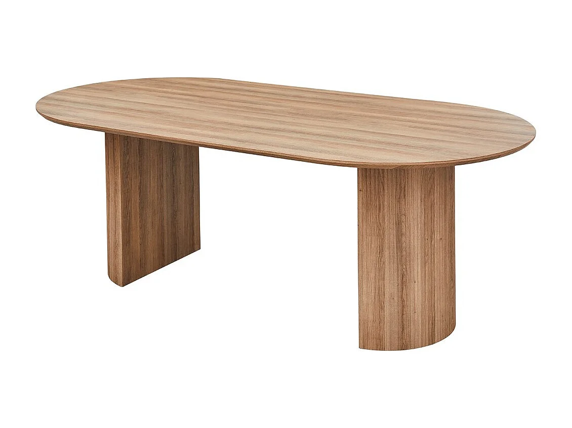 Mesa de comedor ovalada VAGOS – 220 x 110 cm – Color roble envejecido – Diseño generoso y contemporáneo