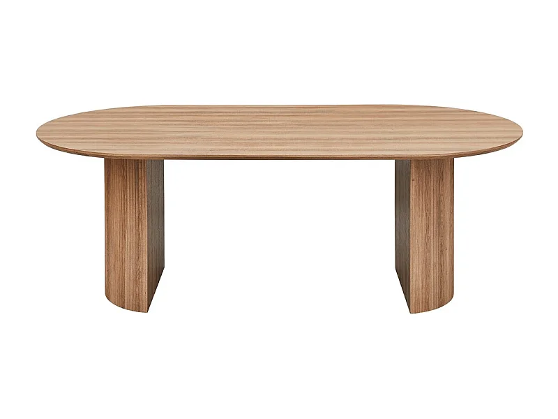 Mesa de Jantar Oval VAGOS – 220 x 110 cm – Cor carvalho envelhecido – Design generoso e contemporâneo