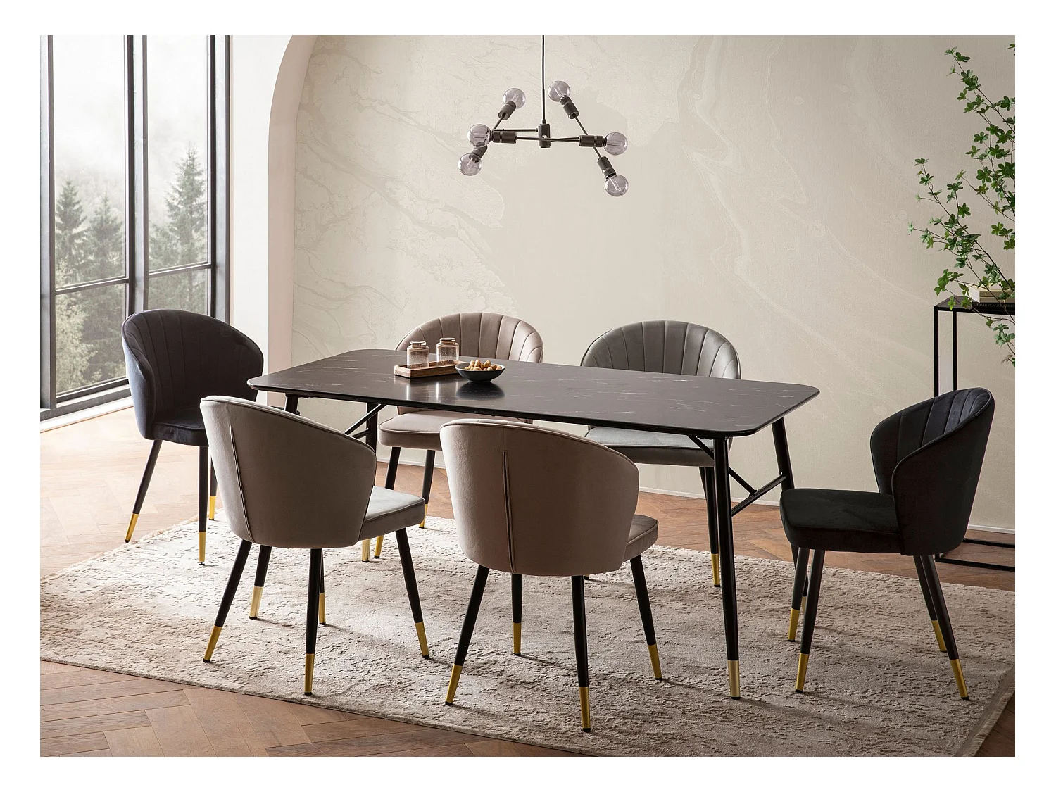 Eettafel 180x90x76 cm Wit Modern Marmer Effect, Grote Rechthoekige Keukentafel met Metalen Poten