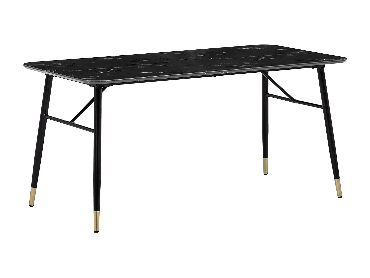 Table de Salle à Manger 160x80x76 cm Noir Effet Marbre Moderne, Grande Table de Cuisine