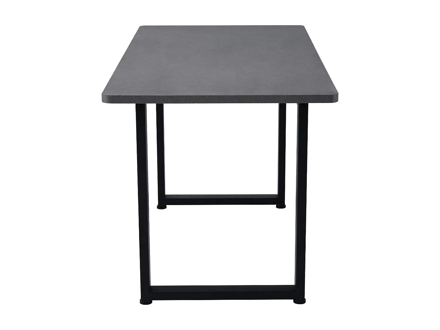 Table à manger rectangle 6 personnes, plateau gris avec pieds en U en métal noir - 140x70x75cm
