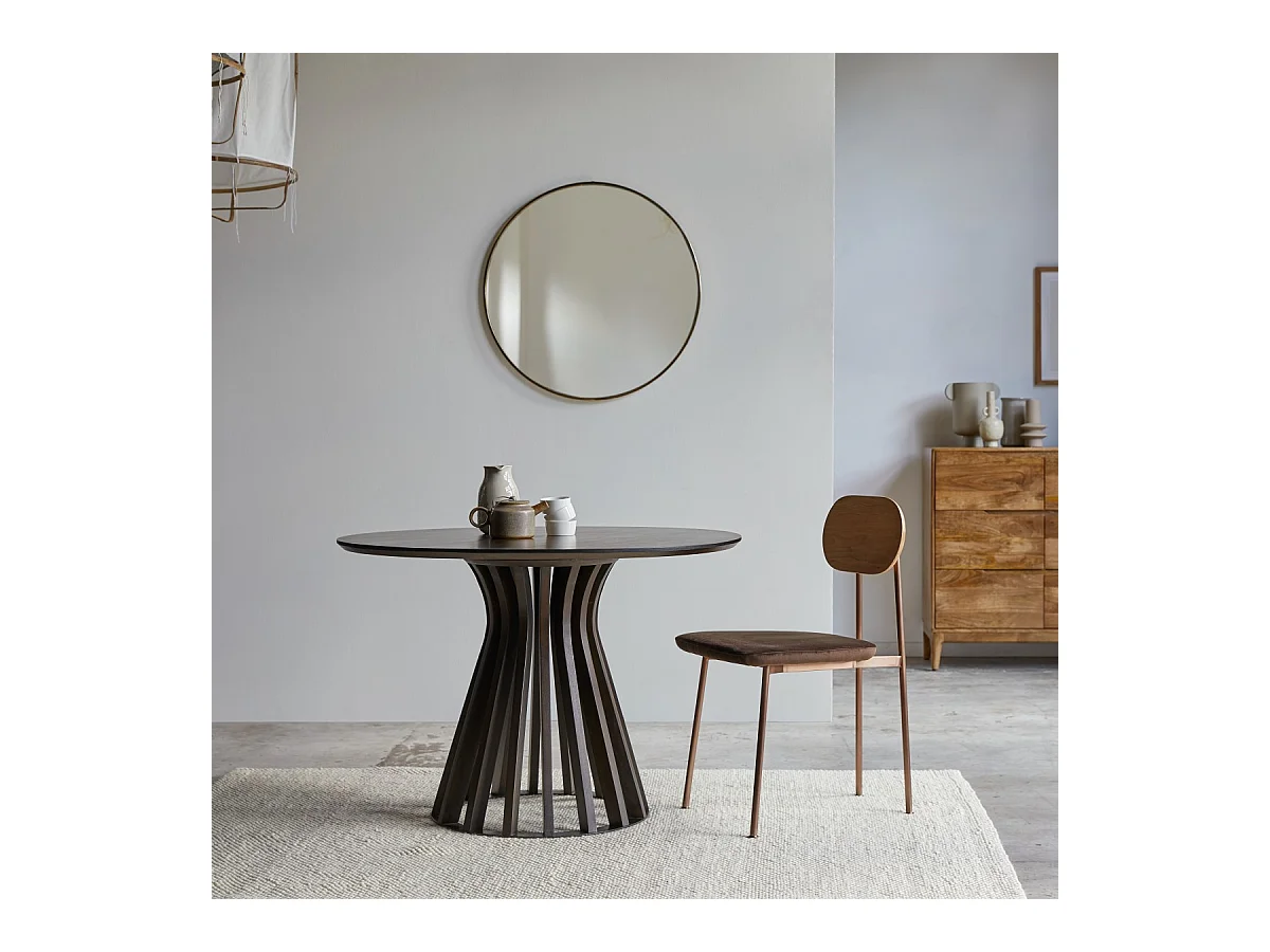 Runder Tisch aus massivem Mangoholz und Metall für 5 Personen Greco