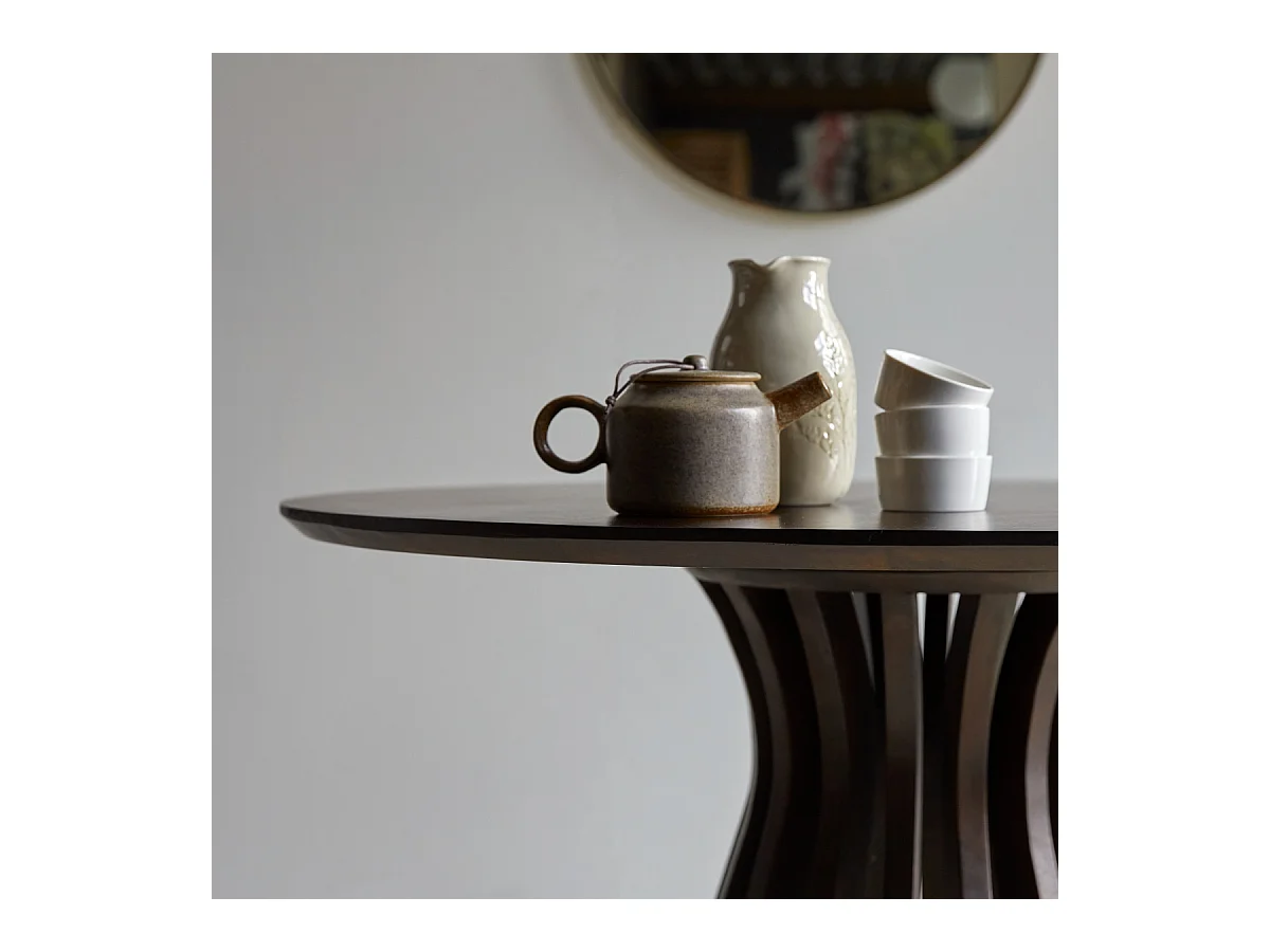 Runder Tisch aus massivem Mangoholz und Metall für 5 Personen Greco