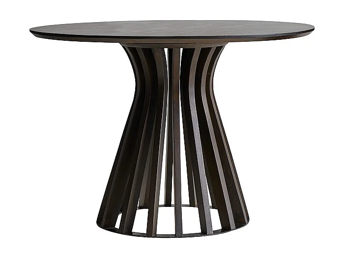 Table ronde en bois de manguier massif et métal 5 pers Greco