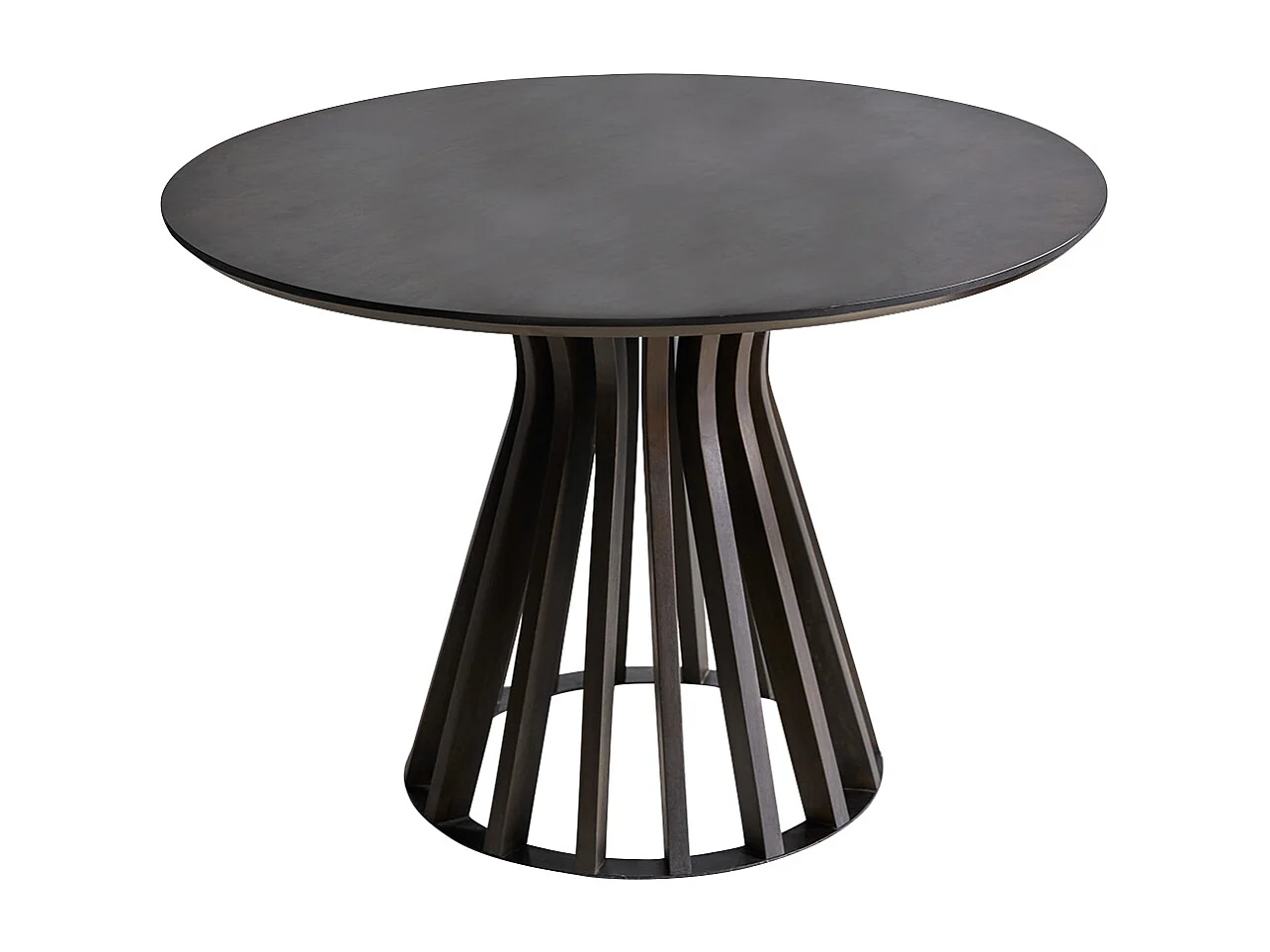 Table ronde en bois de manguier massif et métal 5 pers Greco