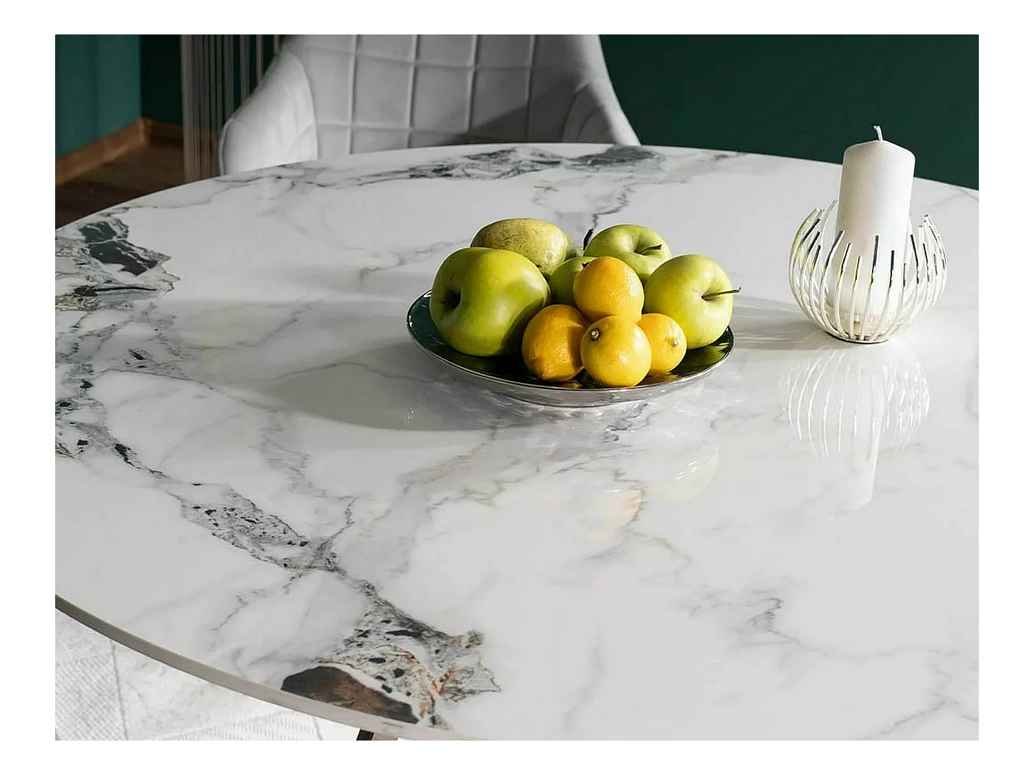 Table à manger Murano (Ø90x76)/Céramique/Ronde/Blanc