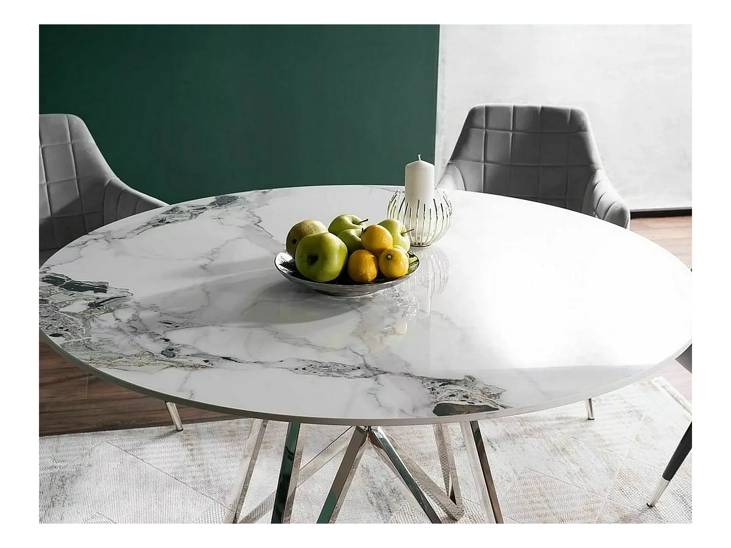 Table à manger Murano (Ø90x76)/Céramique/Ronde/Blanc