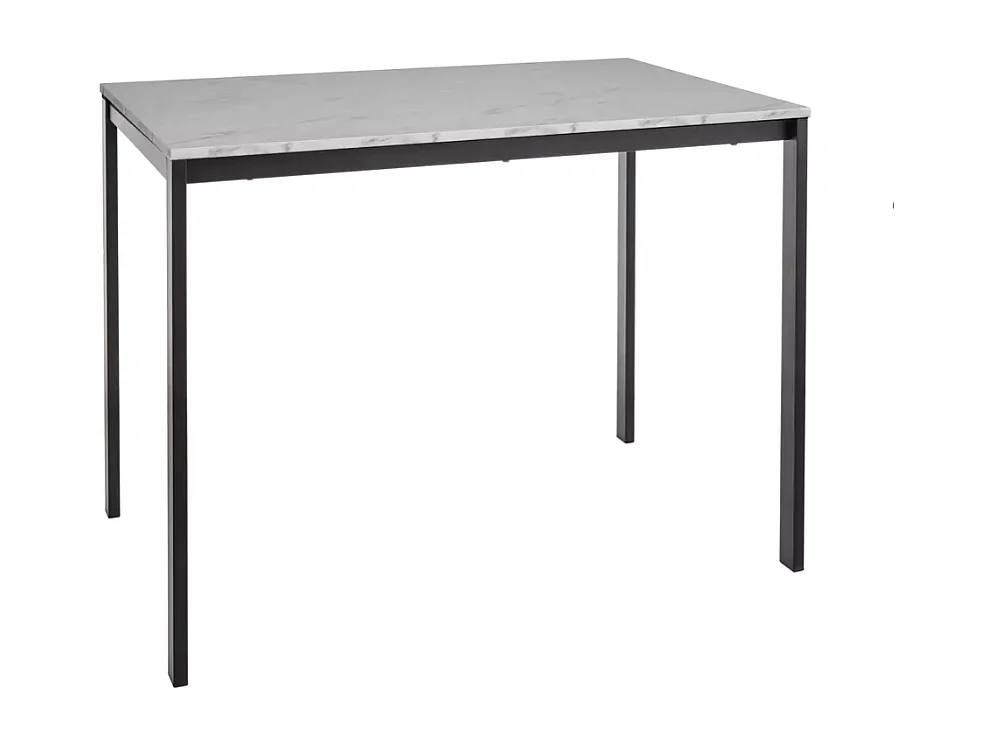 Table rectangulaire 100 cm avec plateau stratifié blanc effet marbre pieds noir LANDRY