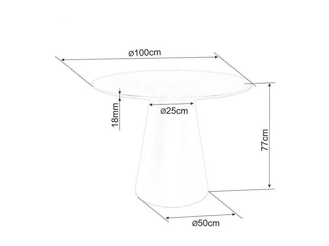 Table ronde de 100 cm gris effet marbre avec pied noir mat Sorin