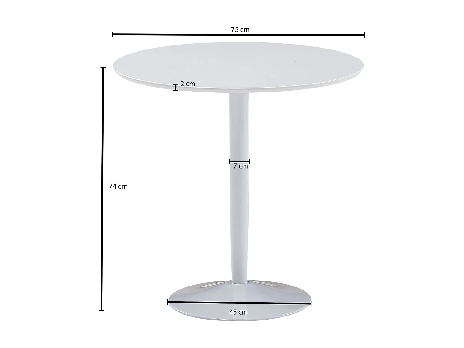 eettafel rond 75x75x74 cm Kleine keukentafel wit